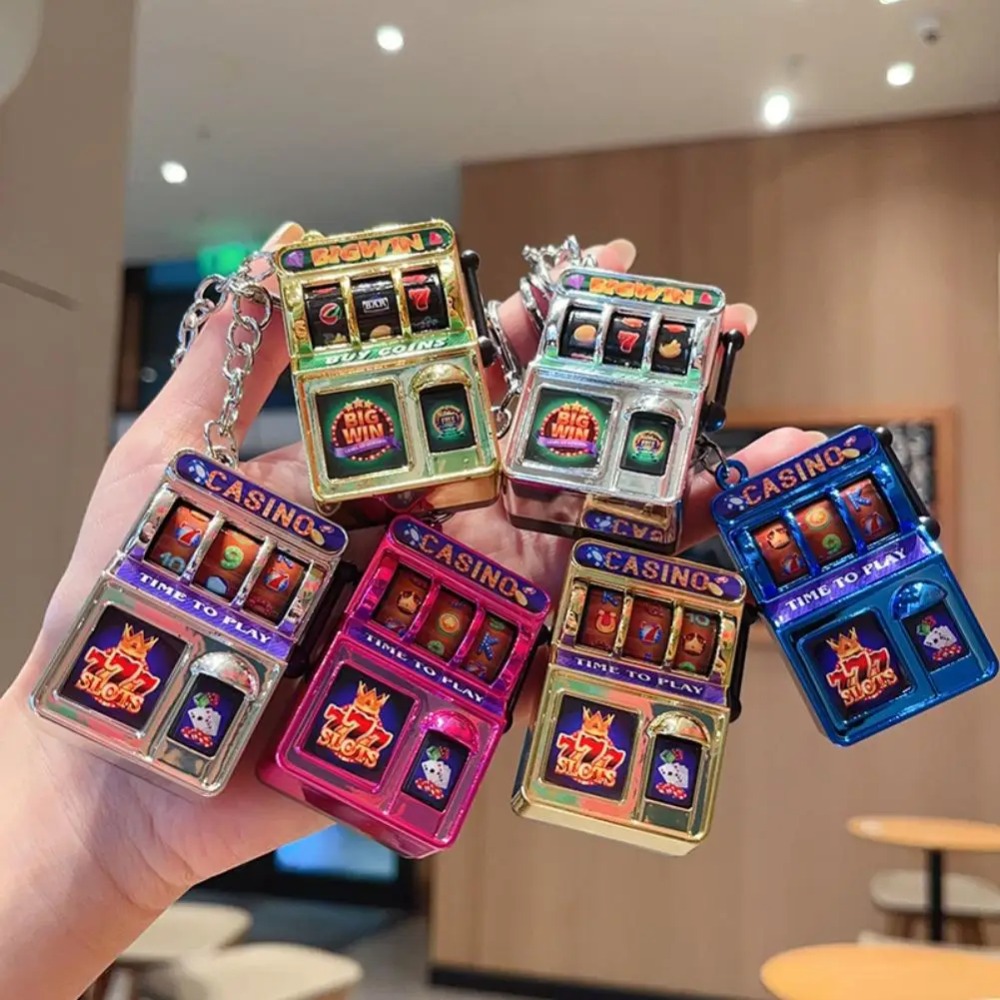 Fruit Slot Machine - Modischer Spielautomaten-Schlüsselanhänger, Mini-Glücksjackpot-Frucht-Slot-Anhänger, Neuartiger Kreativer Taschenanhänger,